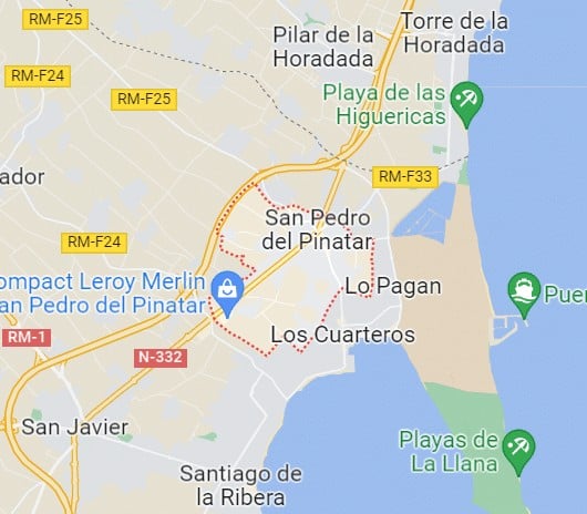 Localidades para buzoneo en San Pedro del Pinatar