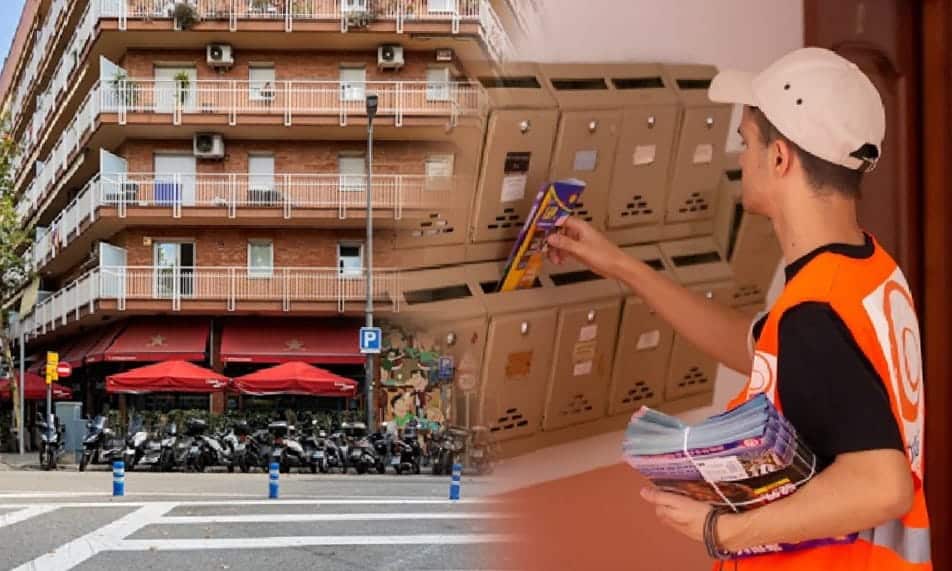Entrega de flyers en buzones de pisos y chalets en La Dreta de l'Eixample